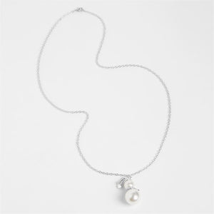 Pearl Snowman Necklace - Silver