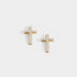 Small Cross w/ Pearls Stud Earrings - Gold