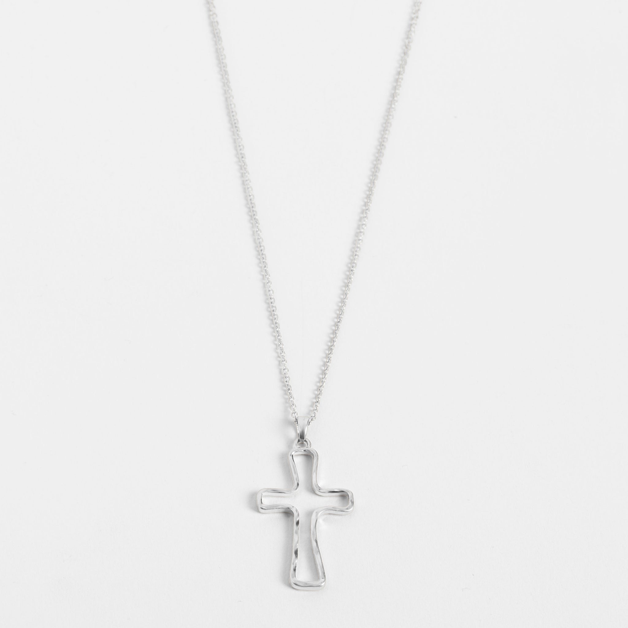 Silver Hollow Cross Necklace