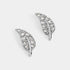 Jeweled Leaf Stud Earrings - Clear/Silver - Final Sale