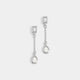 Baguette Stone Chain Drop Earrings - Silver - Silver