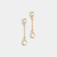 Baguette Stone Chain Drop Earrings - Gold - Gold