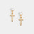 Clear Stone Cross Dangle Earrings - Gold - Gold