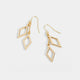 Double Diamond Chain Drop Earrings - Gold - Gold