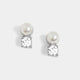 Pearl Stone Stud Earrings - Silver - Silver