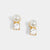 Pearl Stone Stud Earring - Gold - Gold
