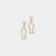 Clear Stone Fish Dangle Earrings - Gold - Gold