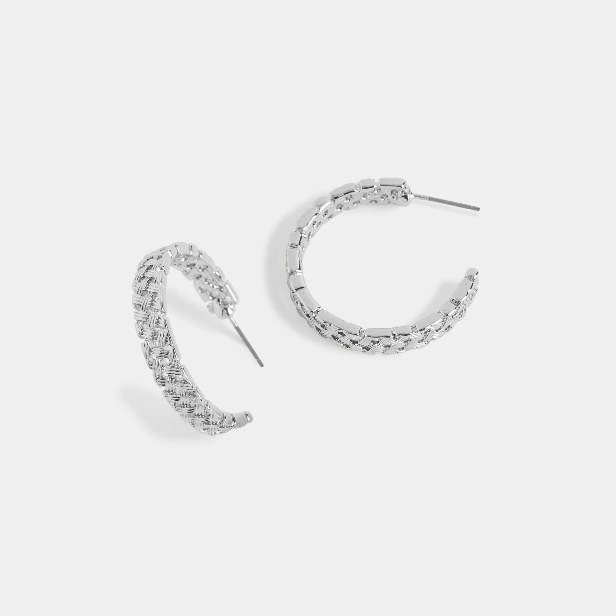 Basket Weave Hoop Earrings