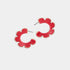 Floral Hoop Earrings - Red