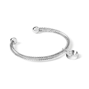 Twist Cuff Bracelet with Droplet - Silver