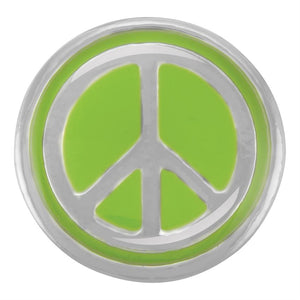 Enamel Peace Sign - Green - Final Sale - Rhodium