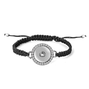 Bling Snap Woven Bracelet Adjustable - Black
