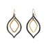 Mixed Metal Pointed Tear Drop Dangle Earrings