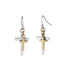 Mixed Metal Layered Cross Dangle Earrings