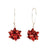 Holiday Bow Long Dangle Earrings - Gold/Red