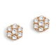 Gold Blooming Flower with Stones Stud Earrings - Gold