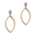 Gold Oval Drop with Grey Stone Dangle Earrings - Gold