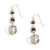 Black and Gold Facet Bead Dangle Earrings - Gold