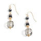 Black and Gold Facet Bead Dangle Earrings - Gold