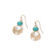 Gold Circle Dangle w/ Turquoise Earrings - Gold/Turquoise