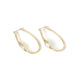 Gold Oval Hoop w/ Stone on Side Earrings - Gold