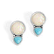 Pearl Stud with Turquoise Earrings - Silver