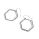 Textured Hexagon Earrings - Silver