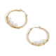 Wavy Hoop Earrings w/ Pearls - Gold