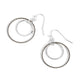Hammered Double Hoop Earrings - Silver