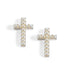 Small Cross w/ Pearls Stud Earrings - Silver