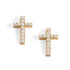 Small Cross w/ Pearls Stud Earrings - Gold