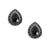 Teardrop w/ Black Stone Stud Earrings - Silver