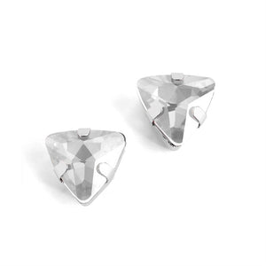 Triangle Jewel Stud Earrings - Clear