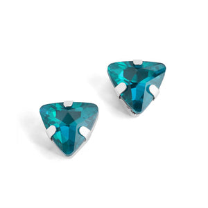 Triangle Jewel Stud Earrings - Turquoise
