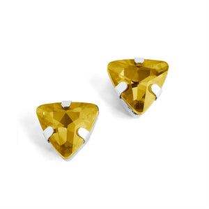 Triangle Jewel Stud Earrings - Golden