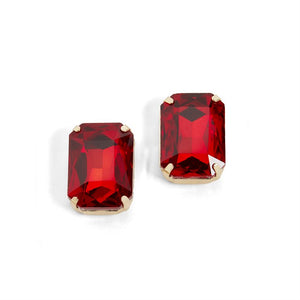 Octagon Jewel Earring - Red