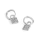 Silver Hoop Stone Lock Earrings - Silver