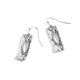 Rectangle Hollow w/ Stone Earrings - Silver