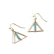 Gold Triangle Dangle w/ Turquoise Earrings - Turquoise